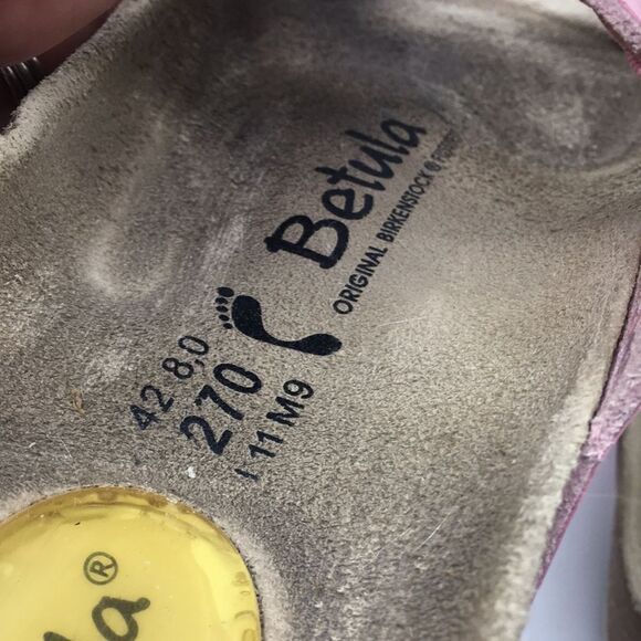 Betula By Birkenstock Pink Suede Floral Laser Cut Sandals EU 42 Narrow Width - Picture 9 of 16